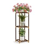 New England Stories Wood Plant Stand Indoor, Outdoor for Multiple Plants, Tiered Plant Shelf Table Plant Pot Stand for Living Room, Patio, Balcony