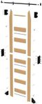 KINMADE 8 ft Rolling Library Ladder Hardware Kit with Ladder Included,Solid Red Oak Wood,Telescopic Upper Roller, Stable Style&Functional Design(8ft Ladder+ 3.3ft Hardware)