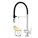 KEOKBON 3 Way Tap with Magnetic 2 Functions 360° Swivel Extendable Spout, 3 in 1 Kitchen Sink Mixer Tap for Water Filter, Triflow Kitchen Tap Drinking Water tap with 2 Handles, Chrome