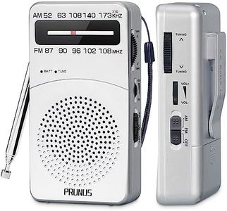 PRUNUS J-166 Portable Radio AM FM, Battery Operated Radio with Tuning Light, Back Clip, Excellent Reception for Indoor & Outdoor & Emergency Radio, AM FM Radio Portable, Transistor Radio