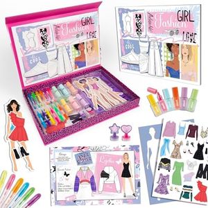 abeec Fashion Designer Kits for Girls, Creative Art Set for Kids - Fashion Drawing Set Includes Fashion Sketchbook, Stencil Sheet, Felt Tips, Highlighters, Gel Pens, Stamps & Activity Book
