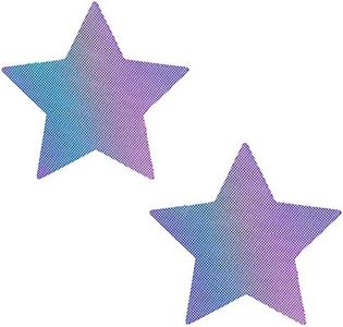 Neva Nude Lustful Lilac Holographic Star Nipztix Pasties Nipple Covers for Festivals, Raves, Parties, Lingerie and More, Medical Grade Adhesive, Waterproof and Sweatproof, Made in USA