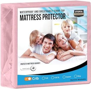 Utopia Bedding Waterproof Mattress Protector, Premium Terry Mattress Cover 200 GSM, Breathable, Fitted Style with Stretchable Pockets (Pink, Crib)