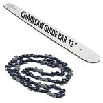 MLD Chainsaw Chain and Guide Bar Set 12 Inch Durable Carbon Steel Saw Chains Wear Resistant Heavy Duty Chainsaw Guide Bar for Wood Branch Cutting BC1209 (Size-12 Inches, Metal,1 Pcs)