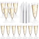 Plastic Champagne Flutes 200 Pack Plastic Champagne Glasses Disposable Mimosa Glasses 5.5 Oz Crystal Clear Plastic Flutes for Party Drinking Cocktail Cups Acrylic Wedding Toasting Glasses Flutes Bulk