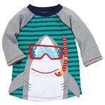 Mud Pie Boys' Shark Rashguard Rash Guard Shirt, Green, S (12-18 Months)