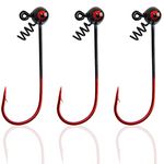 FUSIGO Shakyhead Jig Hooks, 10PCS Football Jig Heads for Bass Fishing Worm Lure Fishing Jigs Long Shank Sharp Barbed Fish Hook (1/4oz)