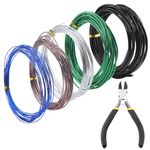 Swpeet 6Pcs 5 Sizes 0.8/1/ 1.5/2/ 3 mm Bonsai Training Wire 82 Feet Total with Wire Cutter, Aluminum Wire Bonsai Tool Kit, Bonsai Accessories for Bonsai Trees Indoor Garden DIY Tools