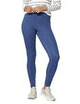 HUE Women's Curvy Fit Essential Denim Leggings, Medium Wash, Large