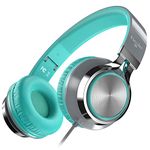 Elecder i39 Headphones with Microphone for Kids Children Girls Boys Teens Foldable Adjustable On Ear Headsets for iPad Cellphones Computer MP3/4 Kindle Airplane School (Mint/Gray)