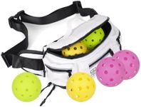 Pickleball Fanny Pack - Water-Resistant Adjustable Sports Waist Pouch with 6 Pickleballs for Running, Hiking, Biking, Traveling - Fanny packs for Women,Men - White