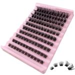 GGOKOK Lash Clusters Wispy DIY Lash Extension 8-16mm Eyelash Clusters 120 pcs Natural Cluster Lashes Individual Lashes Clusters at Home D Curl Fluffy Eyelash Extensions(D04)