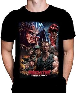 Wild Star Hearts Predator If It Bleeds Mens Tshirt Gothic Horror Film Print, Black Cotton T-Shirt, Movie Poster Tee