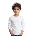 Kids Boys/Girls Dress Regular Plain T-Shirt Full Sleeves 1Y-9Y (8-9 Years) White