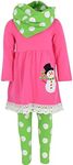 Unique Baby Girls Frosty the Snowman 3 Piece Christmas Outfit (9, Pink)