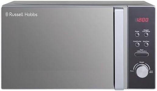 Russell Hobbs RHM2076S-AZ 20 Litre 800 W Silver Digital Solo Microwave with 5 Power Levels, Automatic Defrost, 8 Auto Cook Menus, Clock and Timer, Easy Clean