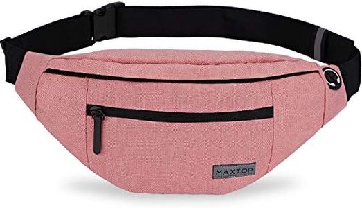 Large Pink Fanny Pack Cross Body Bag with 4-Zipper Pockets Adjustable Strap