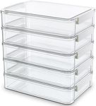 Citylife 5 PCS Plastic Storage Bins with Lids and Latches, Portable Project Case for Drawers, Clear Stackable File Box for Organizing A4 Paper, Letters, Documents, Art Supplies, and Crafts