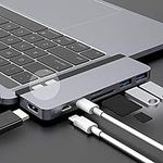 HyperDrive USB C Hub, Hyper Duo 7-in-2 USB C Adapter - MacBook Pro Adapter with Magnetic Grip, 4K HDMI, USB-C 40Gbps 100W PD, 3.1 USB-A, MicroSD/SD - Space Gray