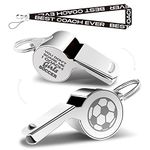 QIBAJIU Whistles with Lanyard, Coach Whistle, Soccer Gifts for Coach, Funny Soccer Coach Gifts for Men Women Teacher, Thank You Cheer Coach Gift, You Don’t Scare Me I Coach Girls Soccer