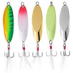 TUXIBIN 5pcs/lot Metal Fishing Lures Spoon Spinner Baits Fishing Spinnerbait Salmon Trout Minnow Lure Baits With Treble Hooks TXB5-01