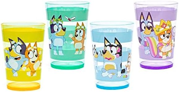 Zak Designs Bluey Nesting Tumbler Set Includes Durable Plastic Cups with Variety Artwork, Fun Drinkware is Perfect for Kids (14.5 oz, 4-Pack, Non-BPA)