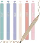 PXBQ Aesthetic Cute Highlighters Bible Highlighters and Pens No Bleed Mild Soft Chisel Tip Pastel Highlighters Marker Pens (Dual Tip 6 Pcs Aesthetic Highlighter)