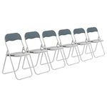 Harbour Housewares Cool Grey/White Padded, Folding, Desk Chair - Pack of 6