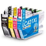 KINGJET LC421XL Ink Cartridges for Brother LC-421XL LC421XL LC421 Inkjet Cartridges Multipack for Brother DCP-J1050DW DCP-J1140DW MFC-J1010DW Printer, 4 Pack