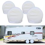 Leisure Coachworks Tire Covers for RV Wheel Set of 4 White Motorhome Wheel Covers Waterproof Soft Vinyl Tire Protectors Tire Covers Size 33" to 35" Tire Diameters