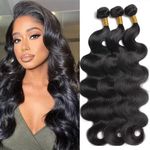 Yavida Body Wave Bundles Human Hair Brazilian Hair Bundles Real Human Hair Weave Bundles Human Hair 3 Bundles Deal 100% Unprocessed Brazilian Virgin Human Hair Extension 14 16 18 inch