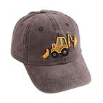 KABAKE Cute Embroidery Excavator Kids Baseball Cap Adjustable Cotton Washed Vintage Cowboy Hat for Boys Girls Age 2-8 Coffee