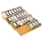 KitHero Spice Drawer Organzier,4 Tiers Bamboo Spice Rack Tray Insert for Cabinet Drawer Countertop, Kitchen Seasoning Storage Drawer Organization,14.57" Wide x 15.8" Deep （Hold UP To 32 Jars