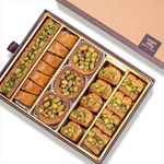 Damaskino Home Assorted Baklava & Kunefe Gift Box 8.82 oz - 25 Pieces of Turkish Baklava Pistachio & Kunefe Pastries – Authentic Middle Eastern Sweets Made with Phyllo Dough and Katafi Shredded Pastry