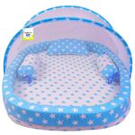 Toddylon Baby Bed Bedding Set for New Born Baby | Bed Mattress | Mosquito Net | Neck Pillow | Sleeping Nest | Cotton | Travel Bed | Essentials | Toddlers | Infants | Baby Boy Girl (0-12 Months) Blue