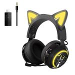 SOMIC GS510Pro Black Cat Ear Gaming Headset, Wireless Bluetooth/2.4GHz Headsets with RGB Lights, Retractable Mic, 7.1 Surround Sound Headphones for PS5, PS4, Laptop, PC, Phone…