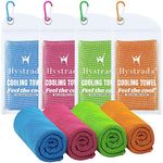 Hystrada 4 Pack Cooling Towels 40" x 12"-Cooling Scarf, Cold snap Cooling Towel for Instant Cooling Relief for All Physical Activities: Golf, Fitness, Camping, Hiking, Yoga, Pilates