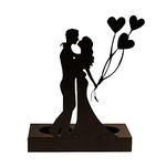 MISNODE Handcrafted Iron Sculpture Candlestick Ornament, Romantic Couple Statue For Anniversaries, Wedding Decoration Anniversary Couples Gifts, Balloons