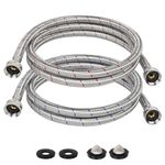 JUWO 6 FT Washing Machine Hoses, 3/4" FHT Stainless Steel Washer Hoses, For Short to Moderate-Distance Water Supply in Small & Medium Residences, Red & Blue (2-Pack)