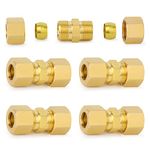 ChillWaves Brass Compression Tube Fitting, 1/2" OD x 1/2" OD Compression Union Connector(5-PACK)