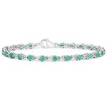 The Emerald Collection: Ladies Sterling Silver 24 Stone Pear Shape Emerald Bracelet, Mother's Day, Anniversary