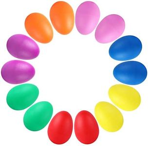 Augshy 14 PCS Plastic Egg Shakers Percussion Musical Egg Maracas Easter Egg Kids Toys (7 Colors)