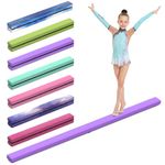 Erreyht Leather Balance Beam, Purple Gymnastics bar 2.1m/220 lbs Faux Suede, Folding Gymnastics Equipment for Birthday Gym Home Training Exercise Sports