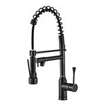 Professional High Arc Kitchen Tap with Swivel Spout，Monobloc Tap Commercial Style with Pull Down Dual Functional Nozzle,Oil Rubbed Bronze, Beelee BL7091B