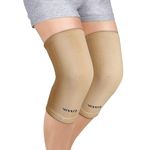 Vissco Tubular Elastic Knee Cap, Knee Support to provide Knee Pain Relief, Knee Cap For Sports, Football, Cricket, Walking And Workout (IN PAIR) - Medium (Beige)