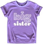 Big Sister Shirt Big Sister Announcement Toddler Shirts Girl Promoted Outfit Baby Girls Heart tee, Purple, 8 Years