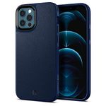 Spigen Cyrill Leather Brick Back Cover Case Compatible with iPhone 12 Pro/iPhone 12 (2020) (Faux Leather + PC) - Navy