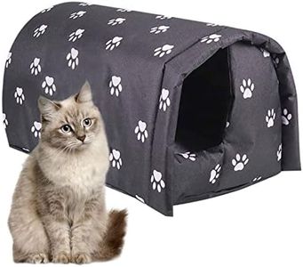 Fhiny Stray Cats Shelter, Waterproof Outdoor Cat House Foldable Warm Pet Cave for Winter Wild Animal Tent Bed Anti-Slip Kitten Cave for Feral Cat Dog Puppy Weatherproof Black (L:21.7"×16"×14.5")