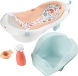 Fisher-Price Baby Bath Tub for Newborn to Toddler with Baby Seat & Bath Toys, 4-in-1 Sling 'n Seat, Summer Blossoms