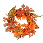 Ywlake Fall Maple Leaf Wreath for Front Door with Artificial Foam Cuttings Autumn Harvest Wreath for Fall Thanksgiving Hallween Home Party Decorations 15 Inches